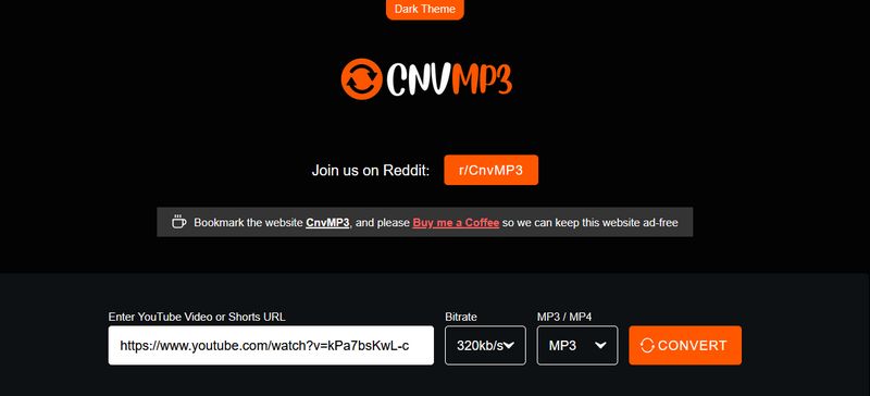 CnvMP3 YouTube MP3変換サイト