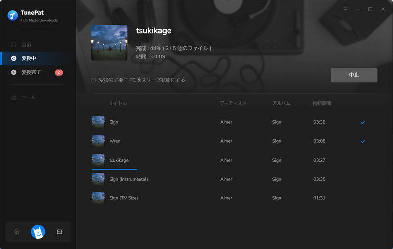 Tidal Music を変換している